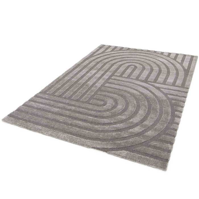 Tapis rectangulaire à poils ras motif contemporain gris 160 x 230 cm - Oviala