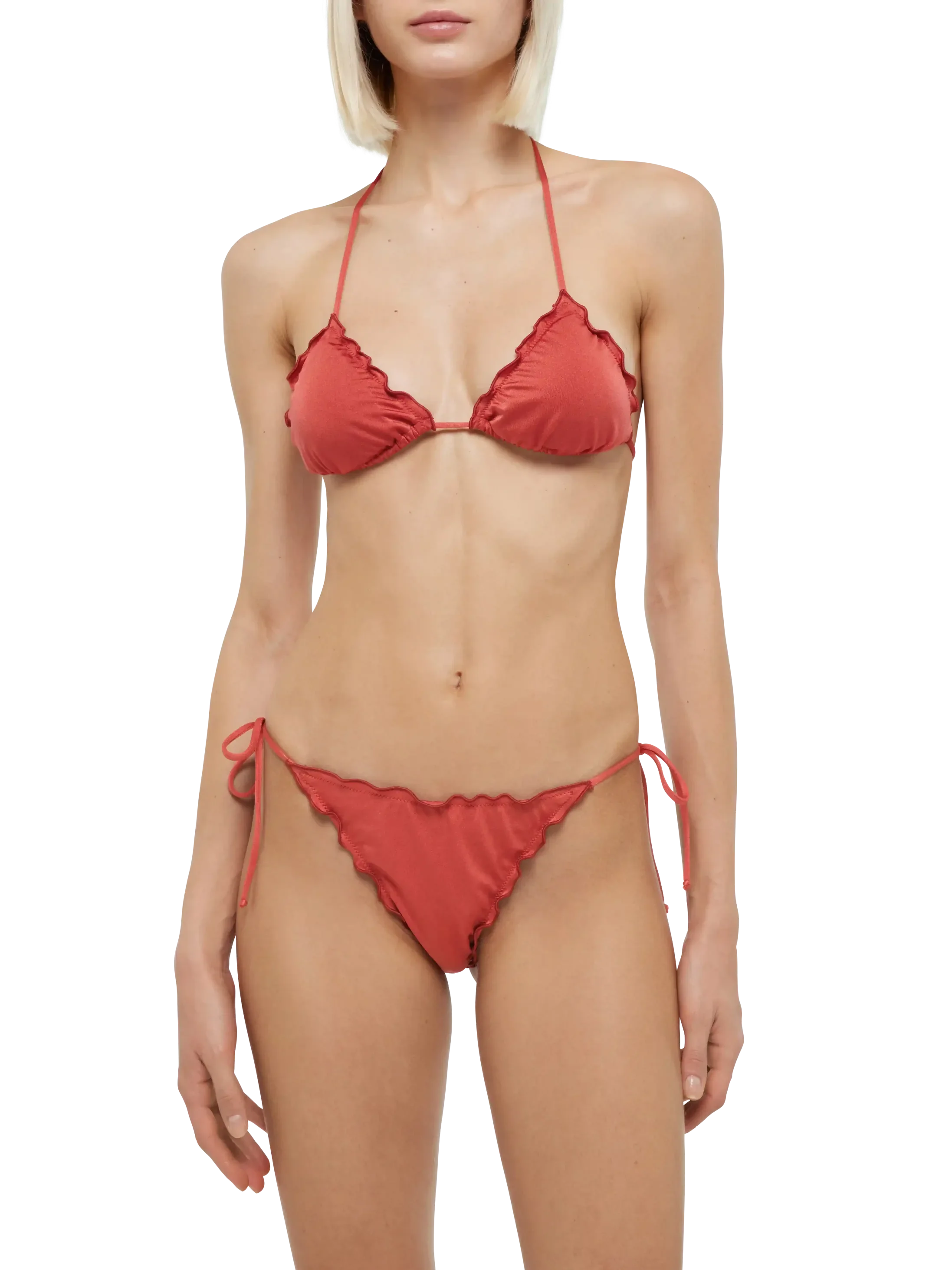 Bikini classico a triangolo in shimmer rosso mattone Sagittarius Miami