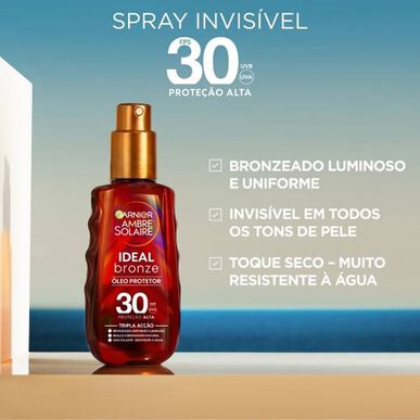 Garnier Ambre Solaire apsaugos nuo saulės purškiamas aliejus idealiai tinka bronzinei SPF30 150 ml 150 ml