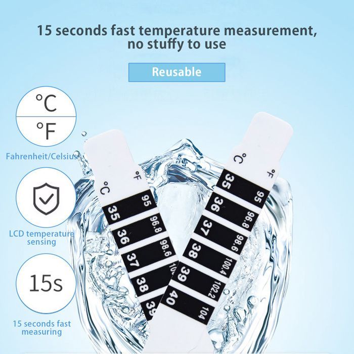 20 tiras reutilizables para medir la fiebre en la frente, medición de temperatura rápida y precisa, para uso en adultos y bebés.