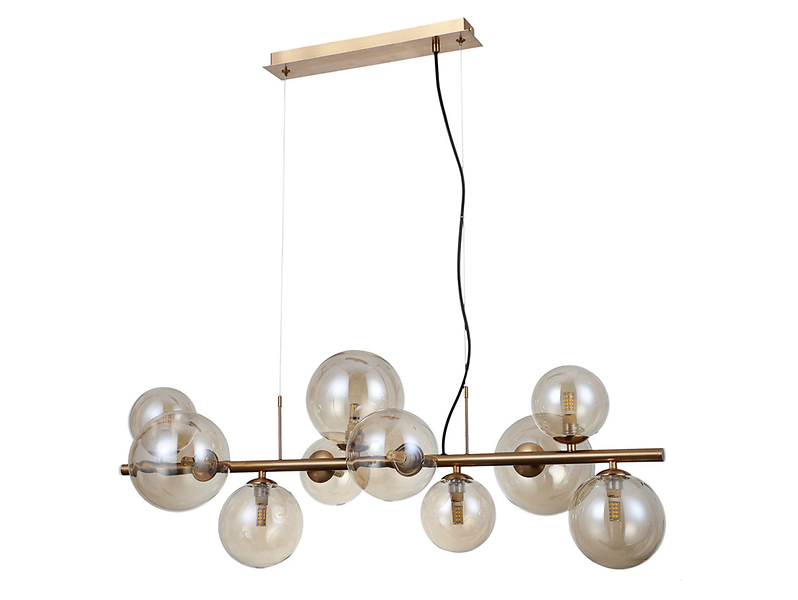 Lampa wisząca Canello 10-punktowa szklana złota