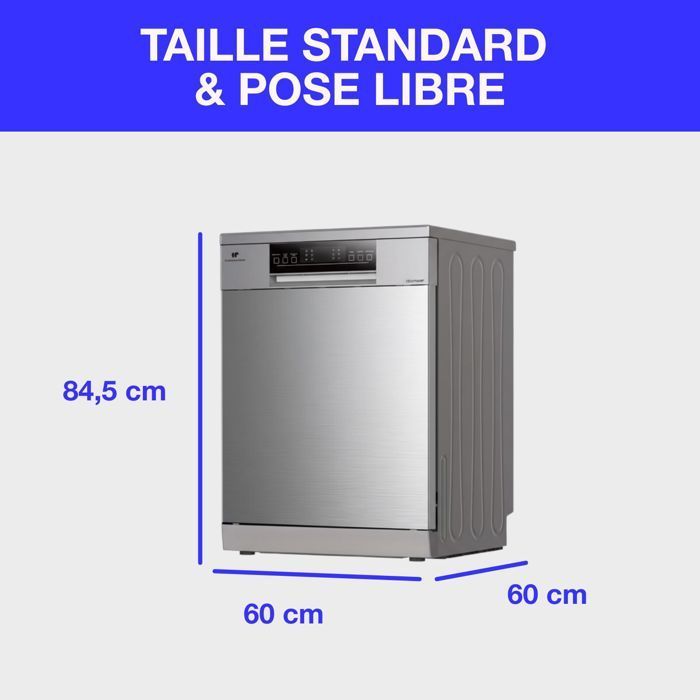 Lave-vaisselle pose libre CONTINENTAL EDISON  CELV1544IXP - 15 couverts - 42dB-Silver