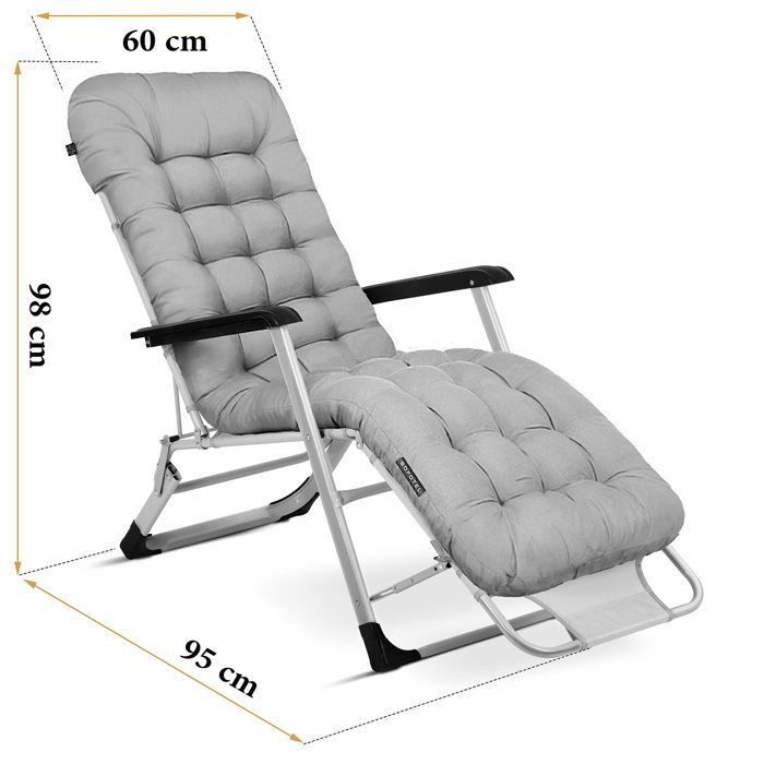 Tumbona plegable de jardín - Sofotel - Cojín ChillWell - Gris - Ajustable - Resistente a la intemperie