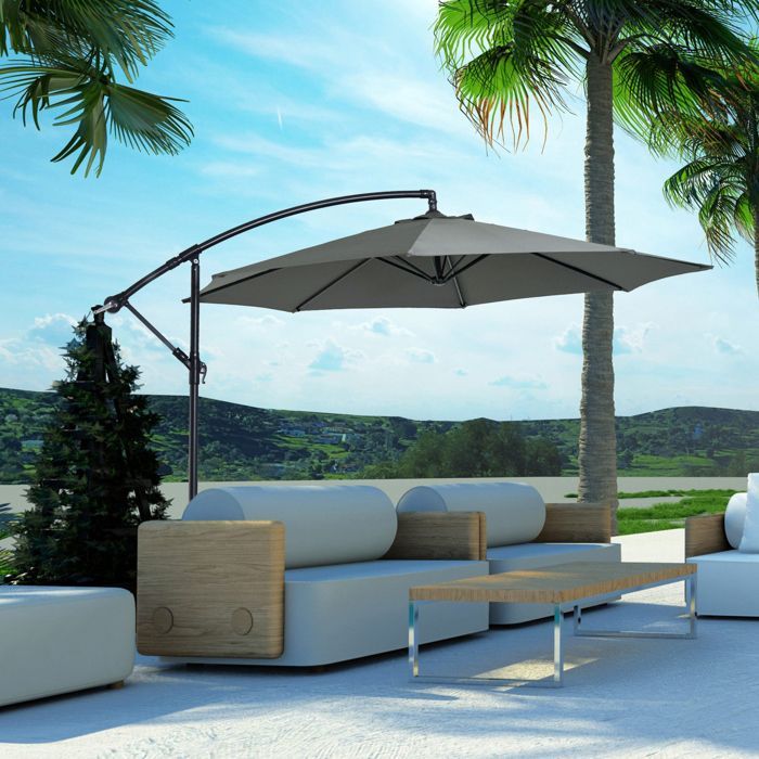 Outsunny - Ombrellone - Acciaio - 295x295x245cm - Grigio