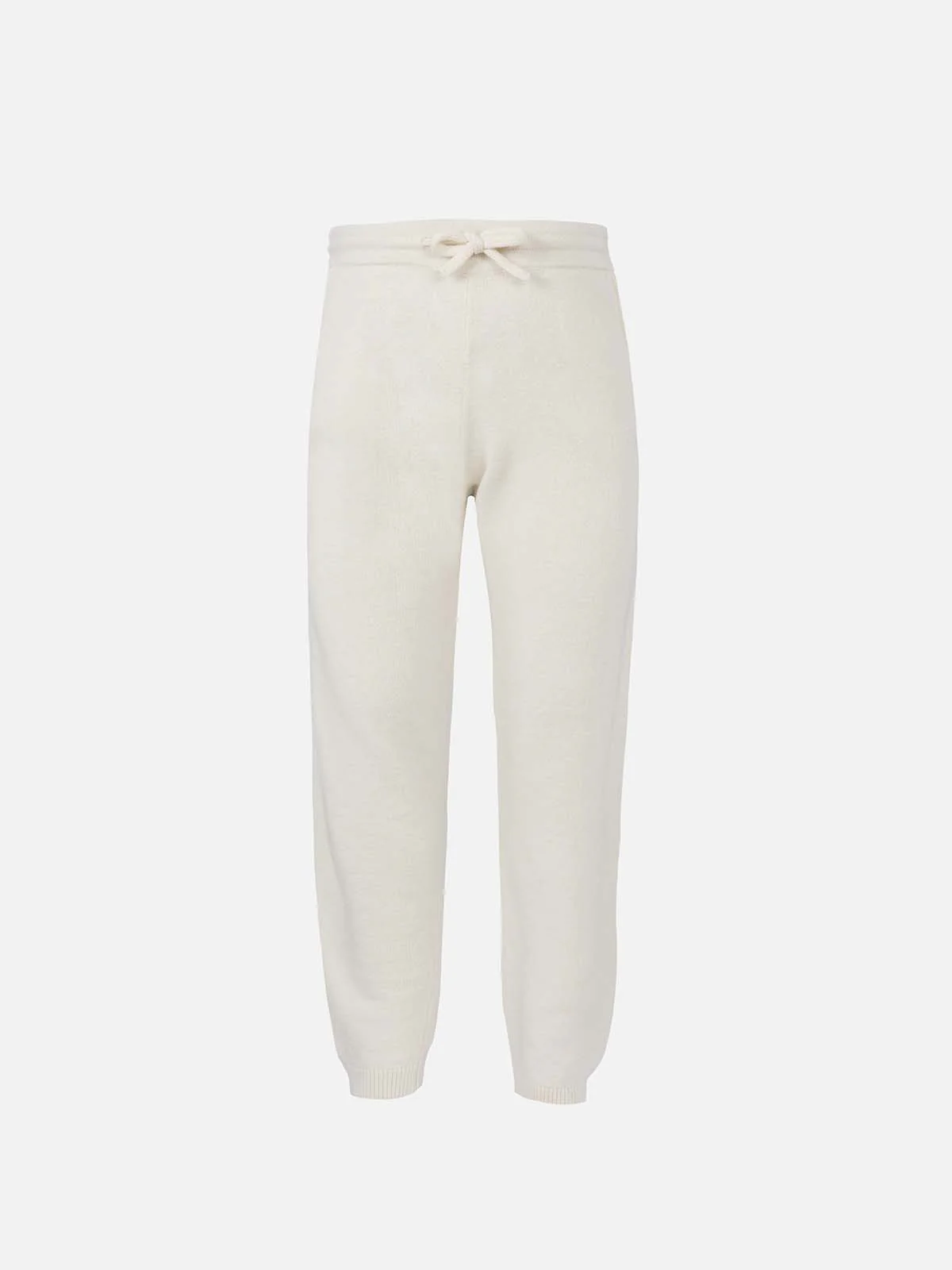 Pantalones deportivos de punto color blanco roto para niña