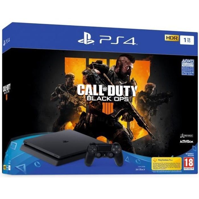 Console PS4 Slim 1To Noire - Sony - Call of Duty Black Ops 4 - Jeu de tir - Multijoueur - Zombies