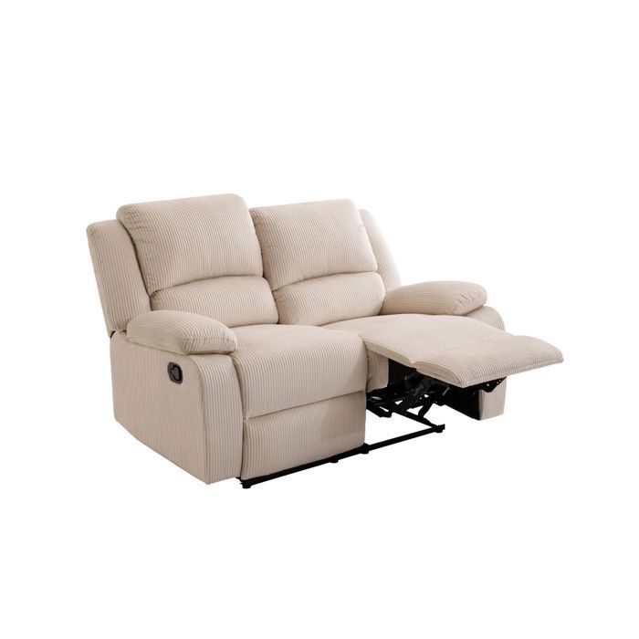 RELAXXO - LEO Sofá reclinable manual de 2 plazas en pana - beige