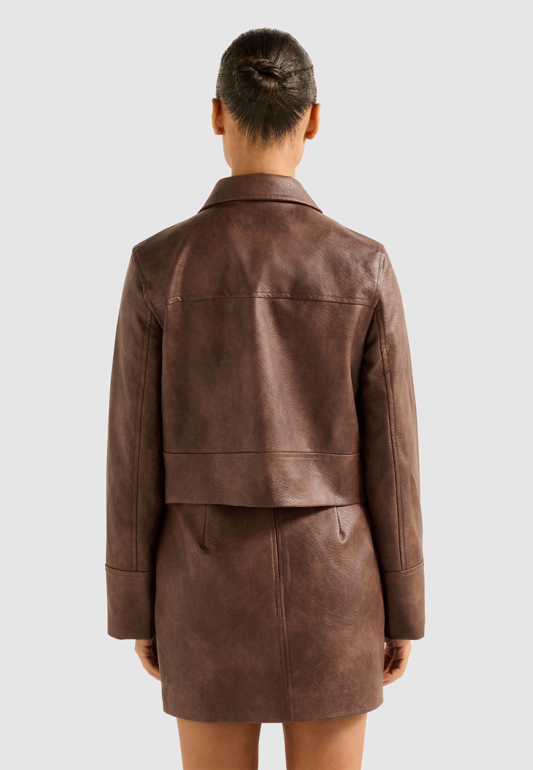 Forever New WREN - Jaqueta de couro - cor nogueira