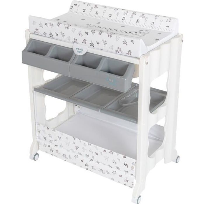 ib style® Table à Langer avec bain Metric Giraffe sur roulettes