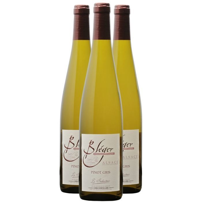Domaine Claude et Christophe Bléger Alsace Pinot Gris Le Séducteur Demi-Sec 2023 - Vin Blanc d' Alsace (3x75cl) BIO