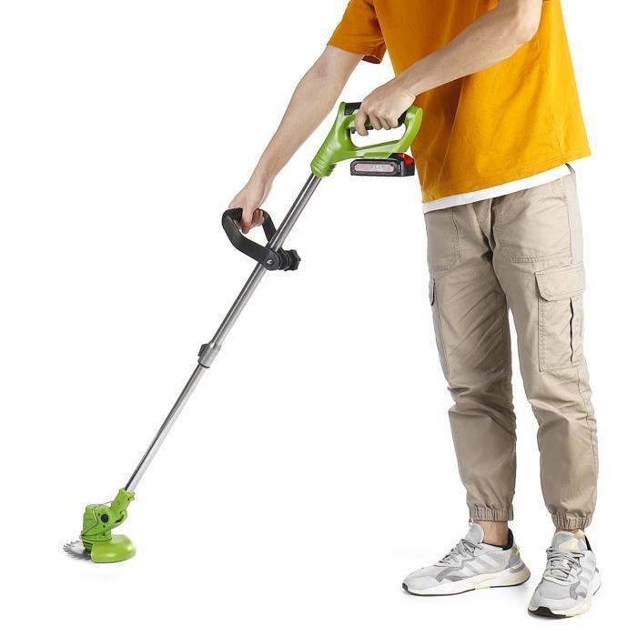 Decespugliatore telescopico da 650 W e 18000 giri/min con portata di 37 cm + batteria da 2000 mAh + caricabatterie UE + 8 lame
