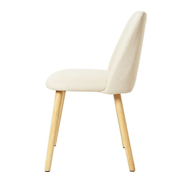 Goeurvant Modern Minimalist Chairs with Breathable Upholstery and Solid Wood Legs - Set of 6 - Cream