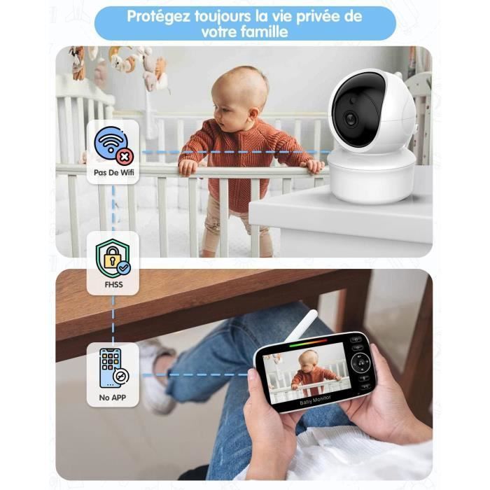 Omesiry Baby Monitor Camera, Baby Video Monitor with 4.3” Inch Screen, Remote Control Pan-Tilt-Zoom Baby Camera, ECO, Night Vision