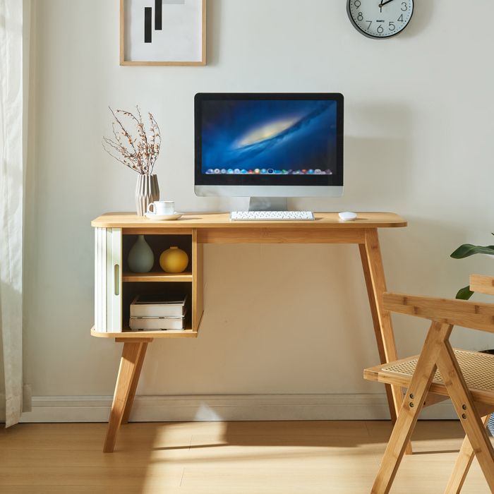 Bureau Tysvær bambou 75 x 105 x 48 cm naturel / blanc crème