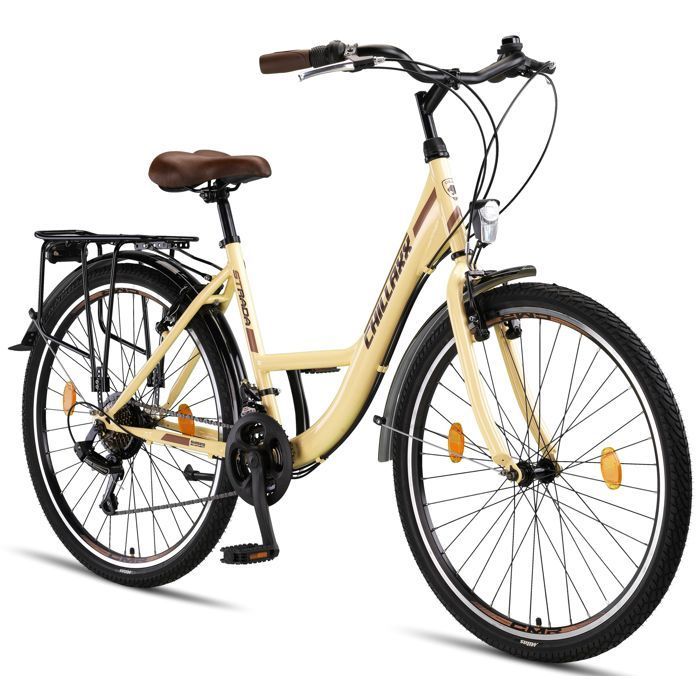Chillaxx Strada Premium City Bike - 26 inch, Beige with V-brake