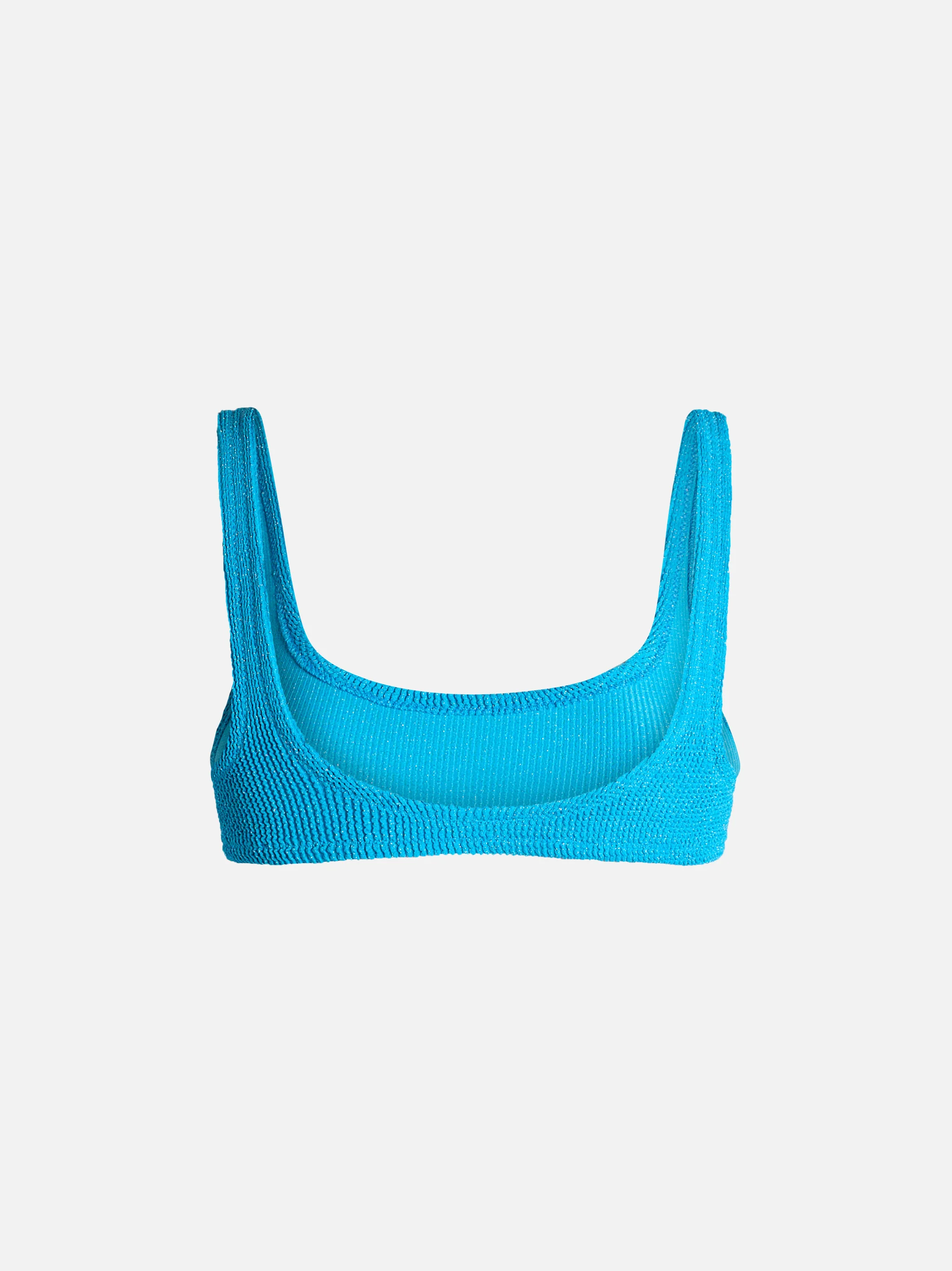Klassieke turquoise bralette voor dames van Naima, gemaakt van gekreukelde lurex.