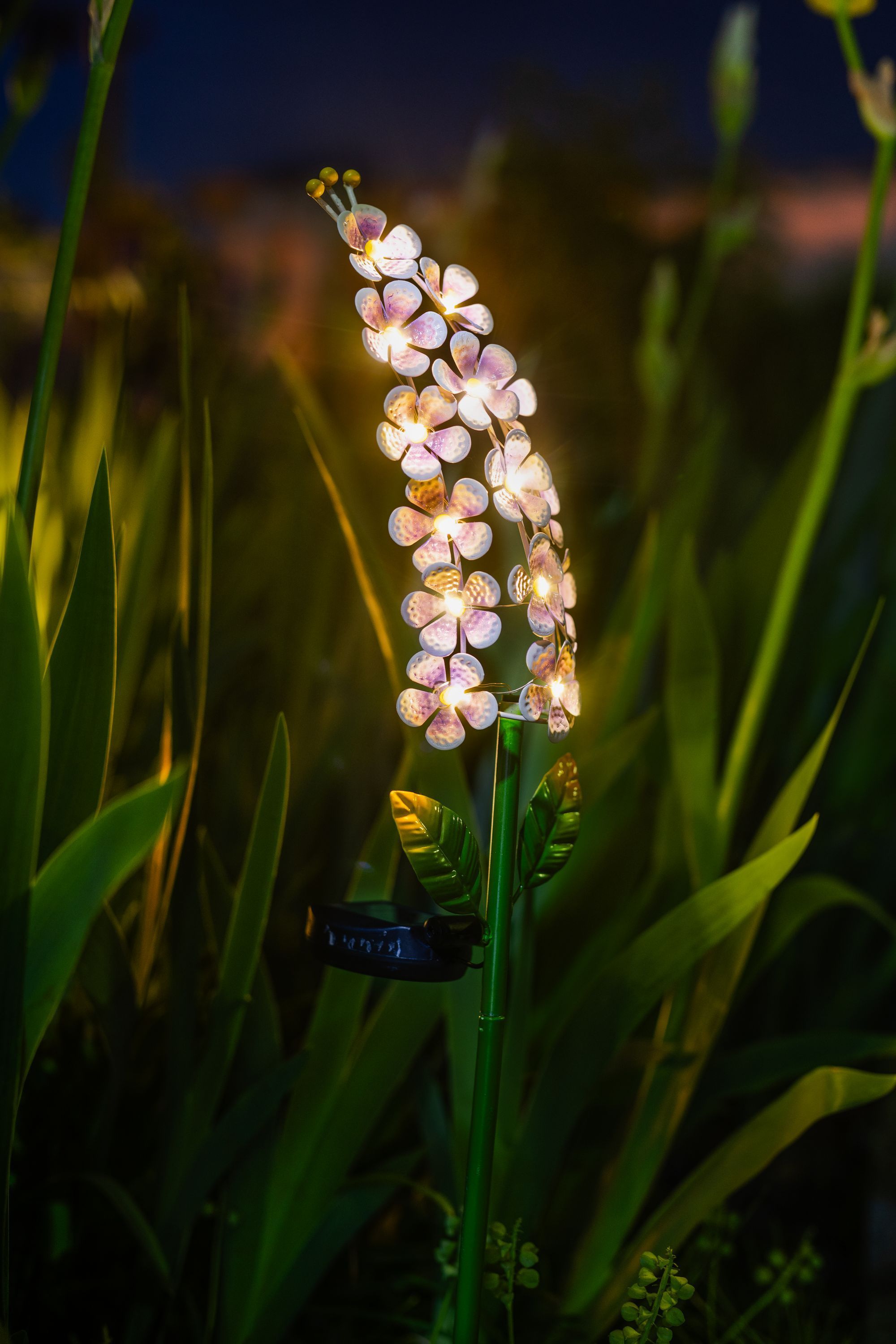 Violette decoratielamp op zonne-energie - GALIX - G2622 - Metaal - Hoogte 65 cm - 15 micro-LED's - Warm wit - 3 lumen
