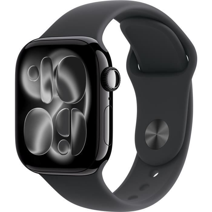 Apple Watch Series 11 GPS + Cellular - 42mm - Jet Black Aluminum Case - Black Sport Band - S/M