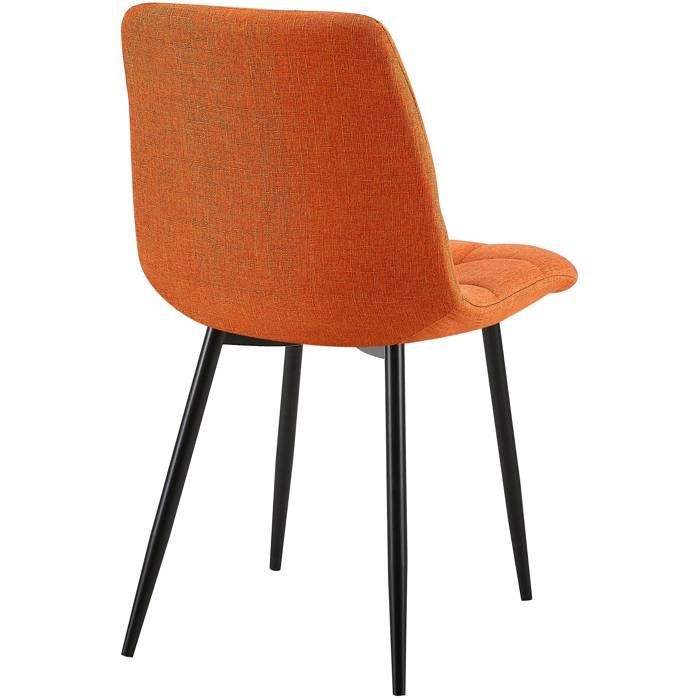 Chaise de salle a manger x1 coutures decoratives carrees en tissu orange et metal noir 10_0002143