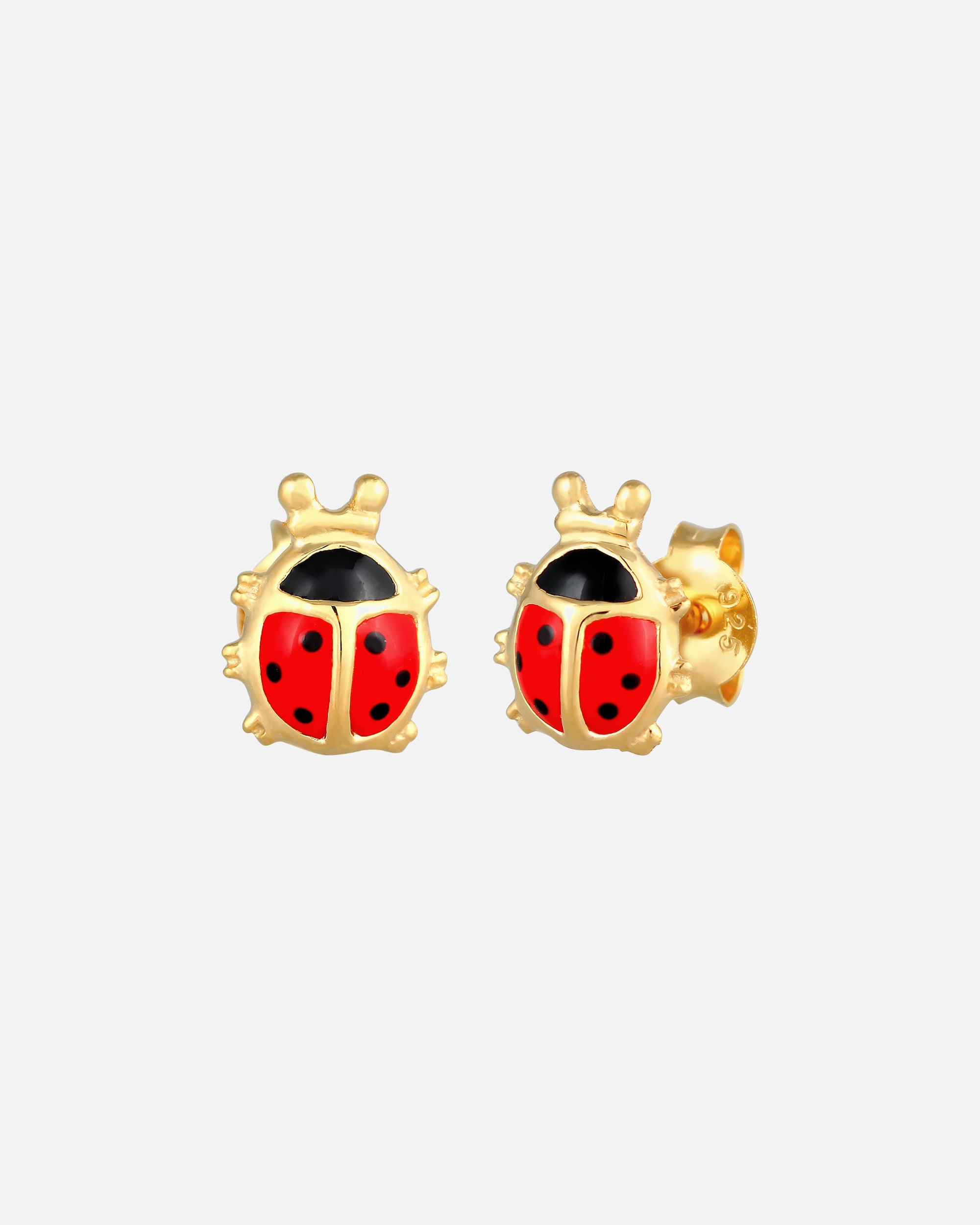 Elli Enfants Clous d'oreilles Coccinelle Porte-bonheur avec Émail en Argent Sterling 925