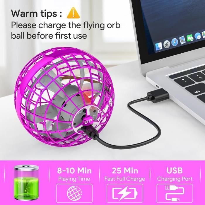 Light-Up Flying Ball - Magic - 360° Rotation - Smart Sensor - Child Safety - USB Rechargeable