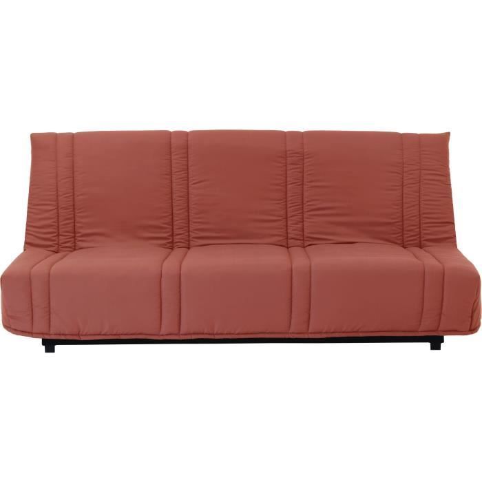 Divano letto a 3 posti con meccanismo click-clack - Terracotta - 100% cotone - L 193 x P 92 cm - LENA