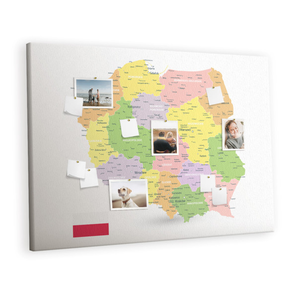 Tablica korkowa z nadrukiem do pokoju dziecka   pinezki Mapa