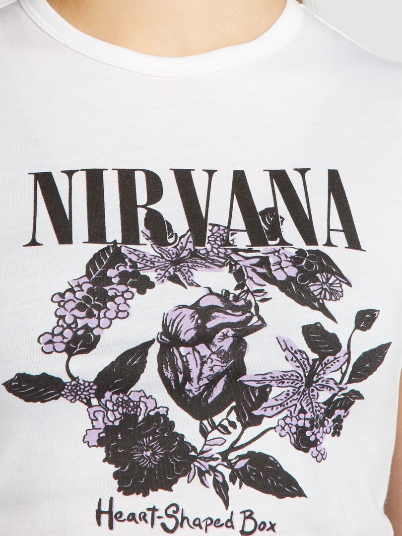 Camiseta de cuello redondo 'Nirvana' - Blanca