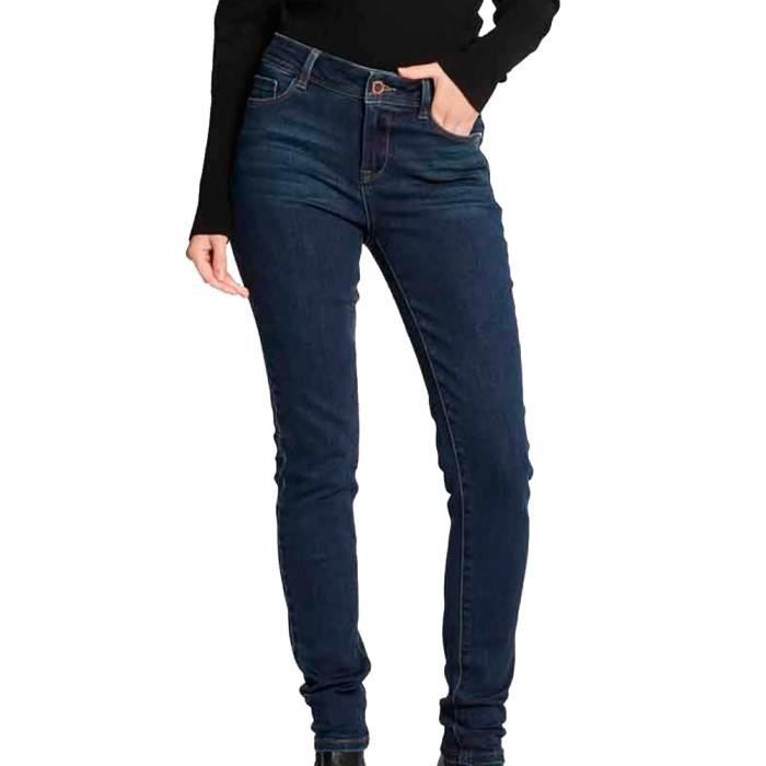 Calça jeans feminina slim azul marinho Morgan Pom