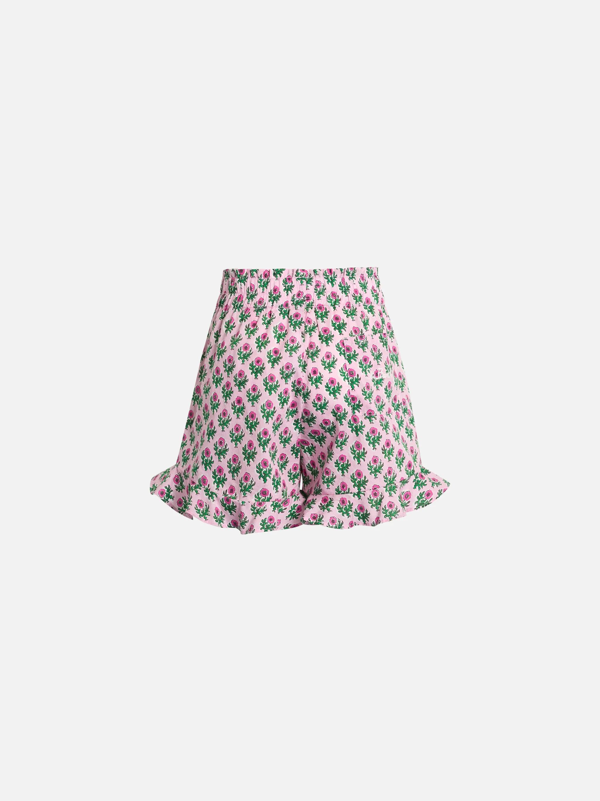 Ander P katoenen shorts voor meisjes met ruches en bloemenprint