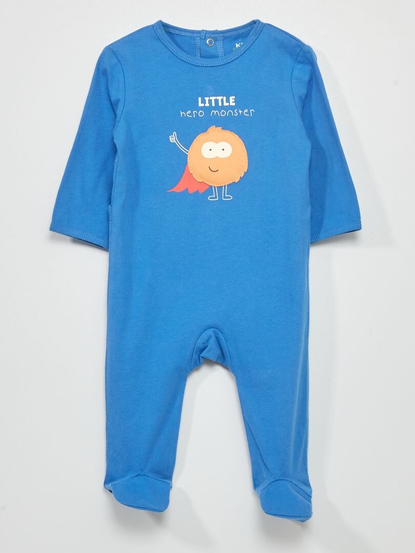 Macacão curto de malha com estampa - AZUL