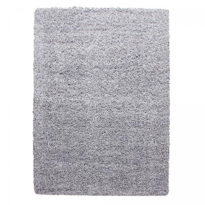 Tapis poils longs shaggy 300x400 rectangle tissé gris motif uni UNI L