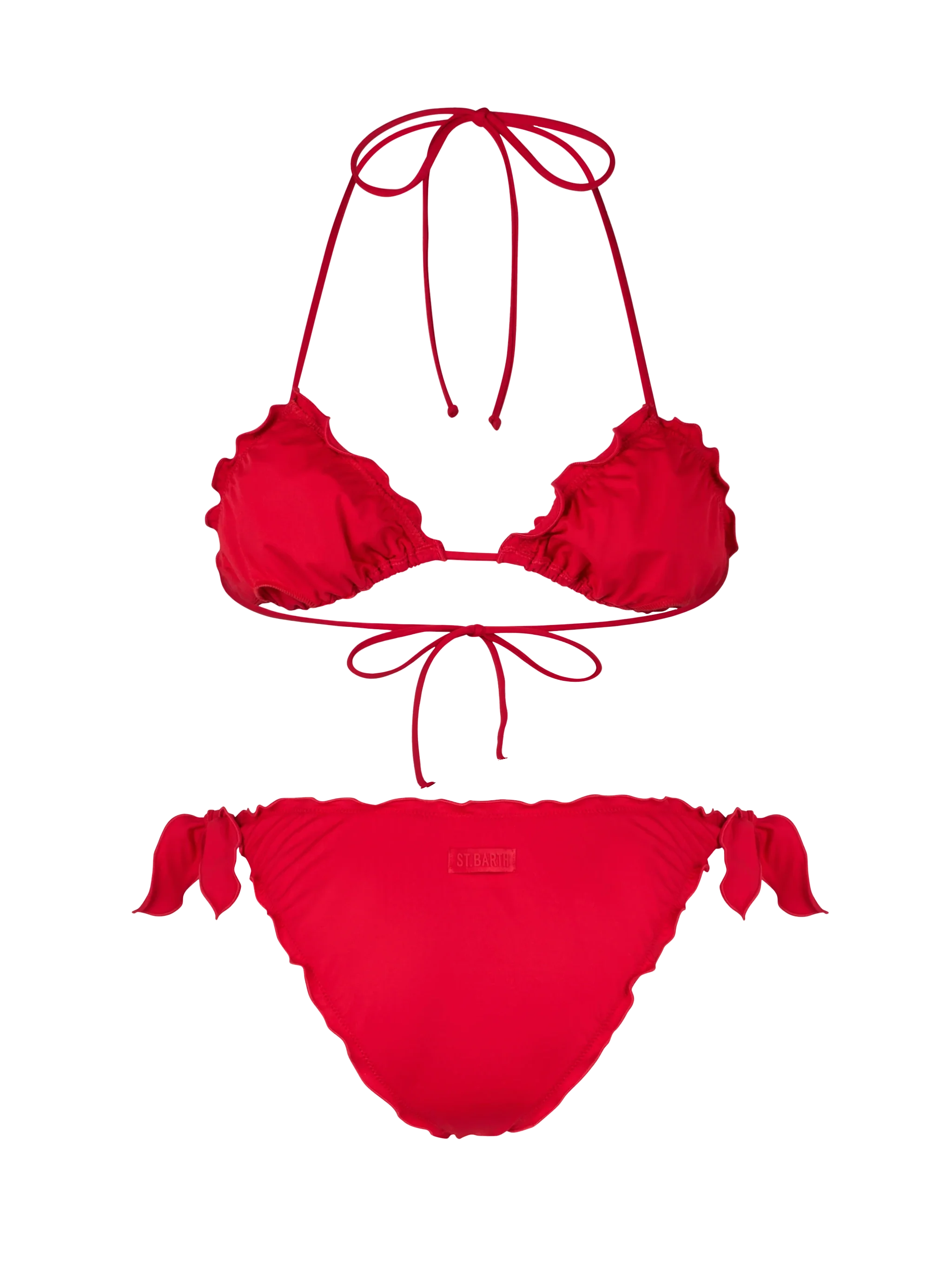 Klassieke rode driehoekbikini voor dames met het sterrenbeeld Boogschutter en Maan