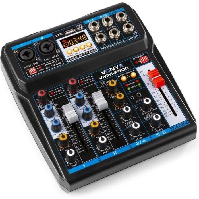 Mesa de mistura VONYX VMM-P500 de 4 canais com Bluetooth e 16 efeitos digitais.