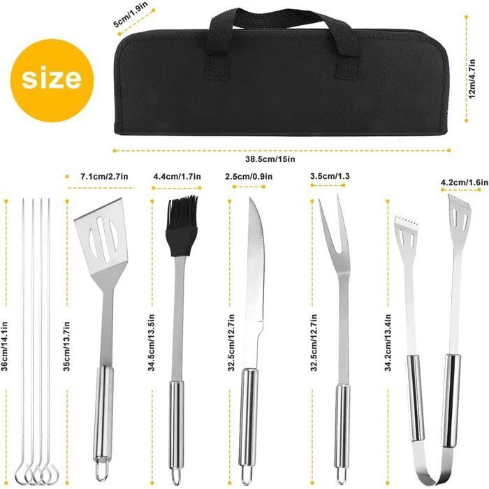 Utensilios de acero inoxidable para barbacoa - Juegos de utensilios para barbacoa - Accesorios para barbacoa - Tenedores para barbacoa