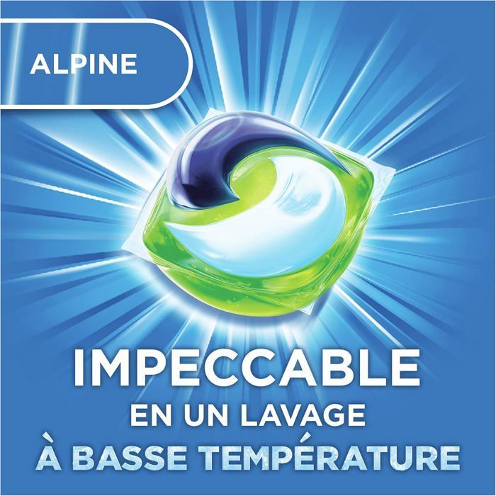 Cápsulas de detergente líquido Ariel 3 em 1, 50 lavagens, Alpine, remove manchas difíceis.
