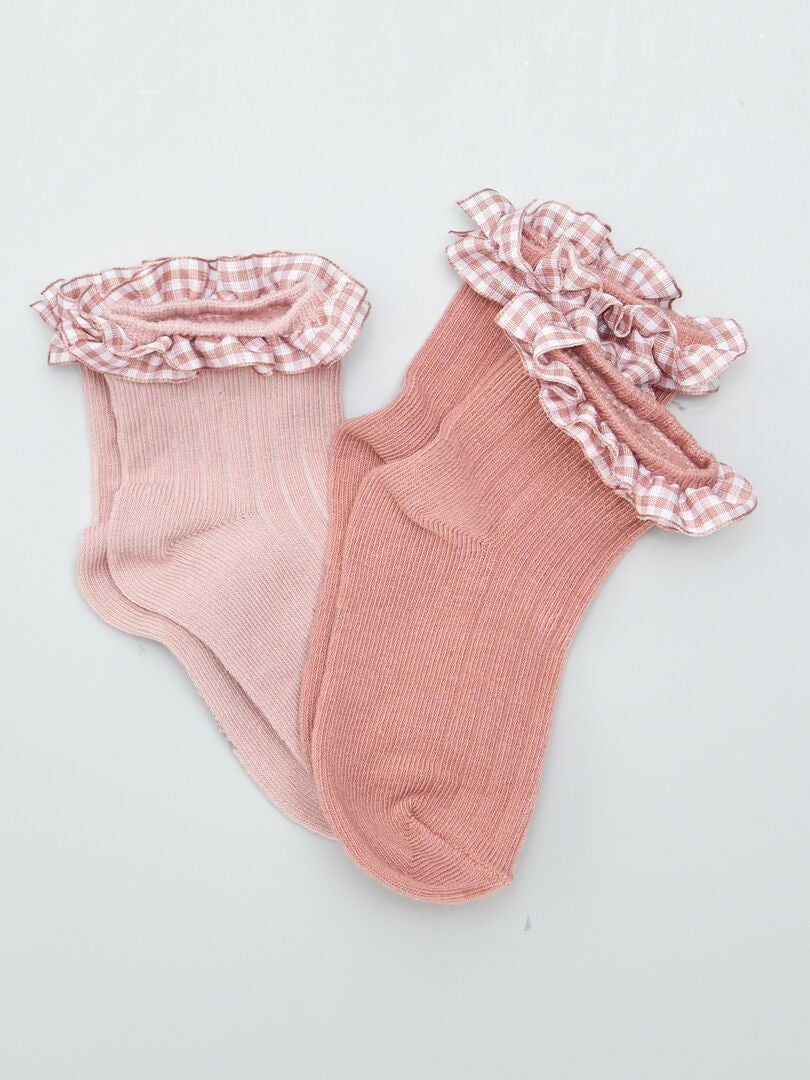 Juego de 2 pares de calcetines con volantes - ROSA