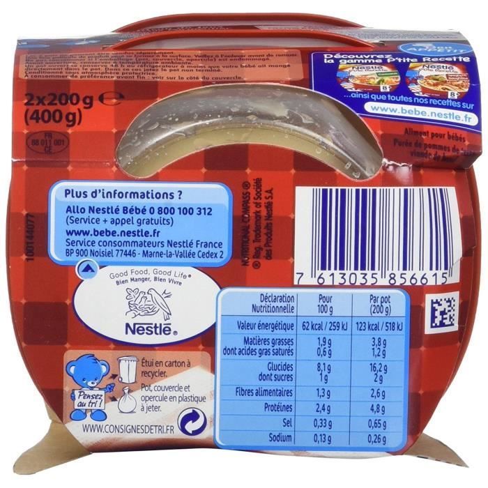 NESTLÉ P'tite Recette Hachis parmentier - 2x200 g - Dès 8 mois