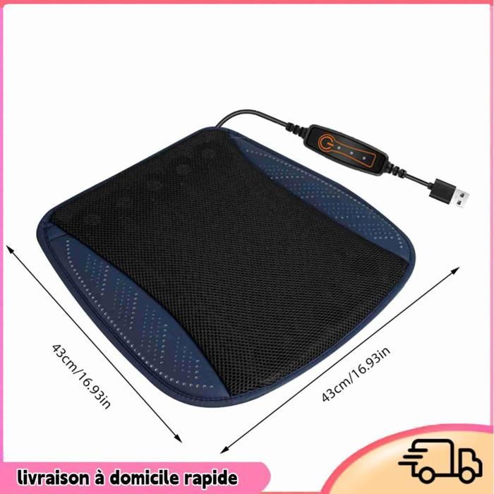 Dilwe Car Seat Cushion, Ventilated Seat Cushion with USB Port, Breathable Cooling Motorcycle Cushion, Navy Blue