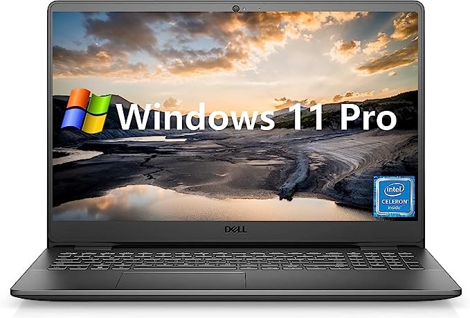 Dell Inspiron 3000 üzleti laptop, 15,6 hüvelykes HD kijelző, Intel Celeron N4020 processzor, Windows 11 Pro, 16 GB RAM, 1 TB HDD, Intel UHD Graphics, WiFi, HDMI, webkamera, Bluetooth, SD-kártyaolvasó, fekete
