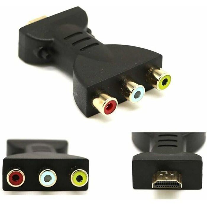 Adaptador convertidor de audio y video compuesto AV HDMI macho a 3 RCA hembra