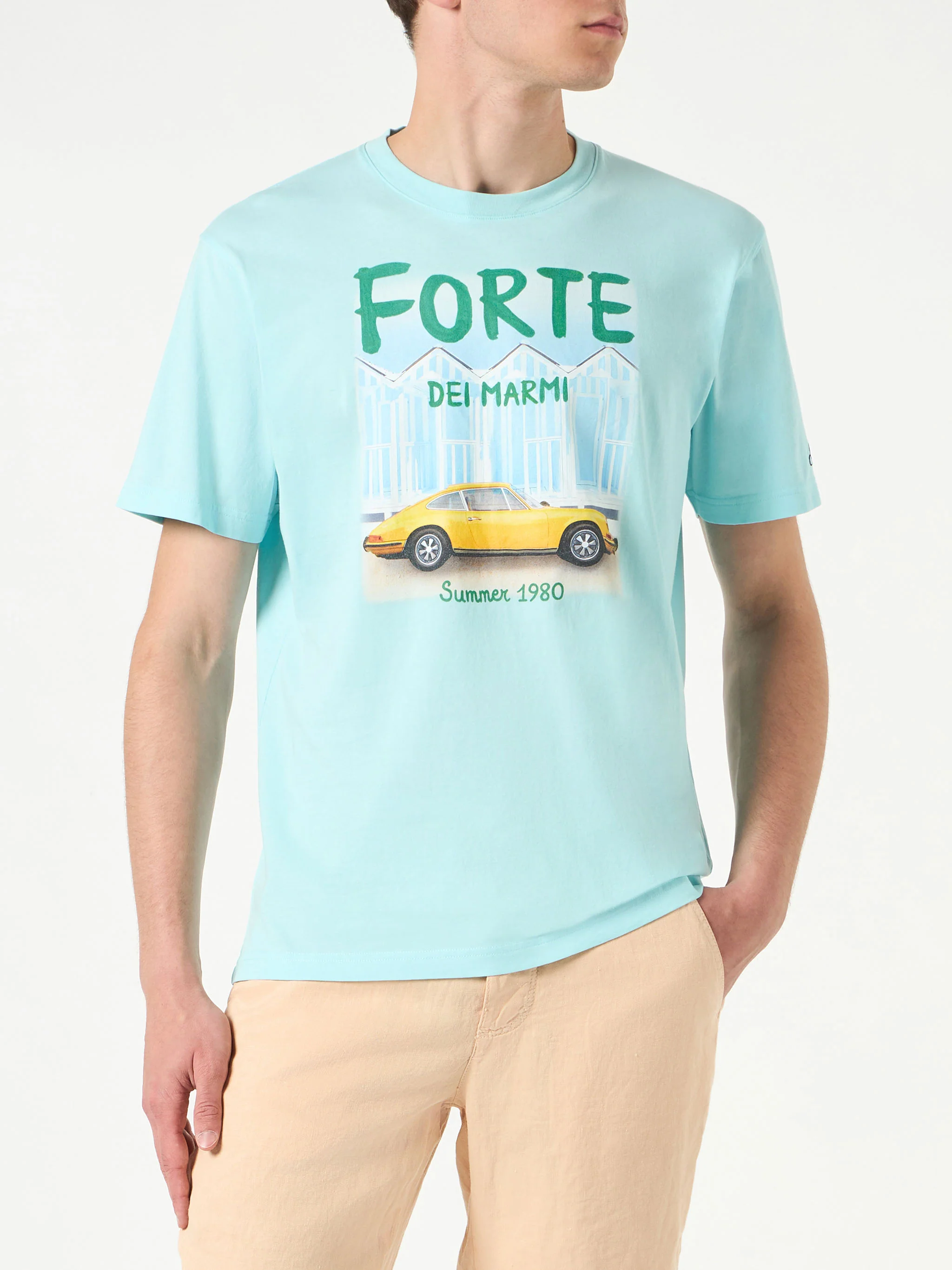 Katoenen heren-T-shirt met autoprint Forte dei Marmi