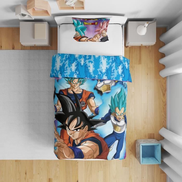 Bedding Set - DRAGON BALL Z - Son Goku vs Goku Rosé - Microfiber - 1 duvet cover 140 x 200 cm + 1 pillowcase 63 x 63 cm