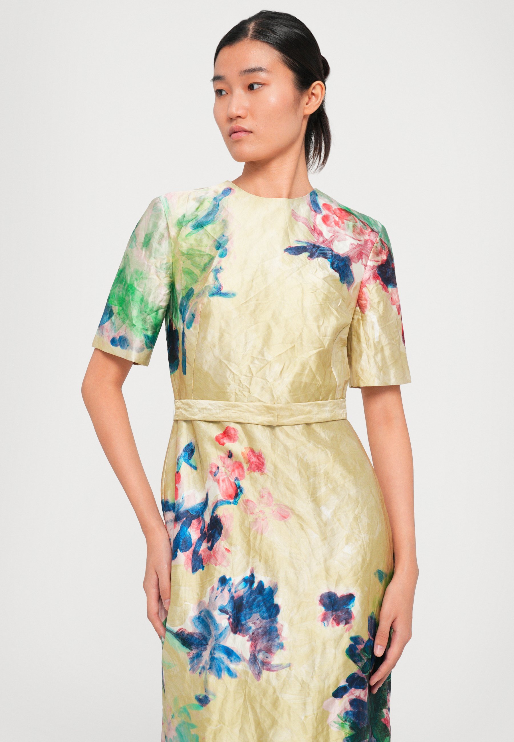 Erdem MIDI-JURK MET KORTE MOUWEN - Dagjurk - geel