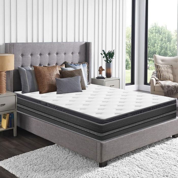 Colchón de 140x200 cm - 30 cm de grosor - Muelles ensacados - Espuma viscoelástica - Látex extra grueso - Firmeza firme - 10 zonas