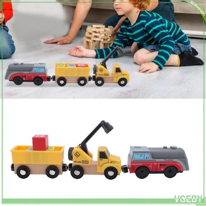 Vagoni merci con gru, set di costruzioni ferroviarie elettriche per bambini piccoli