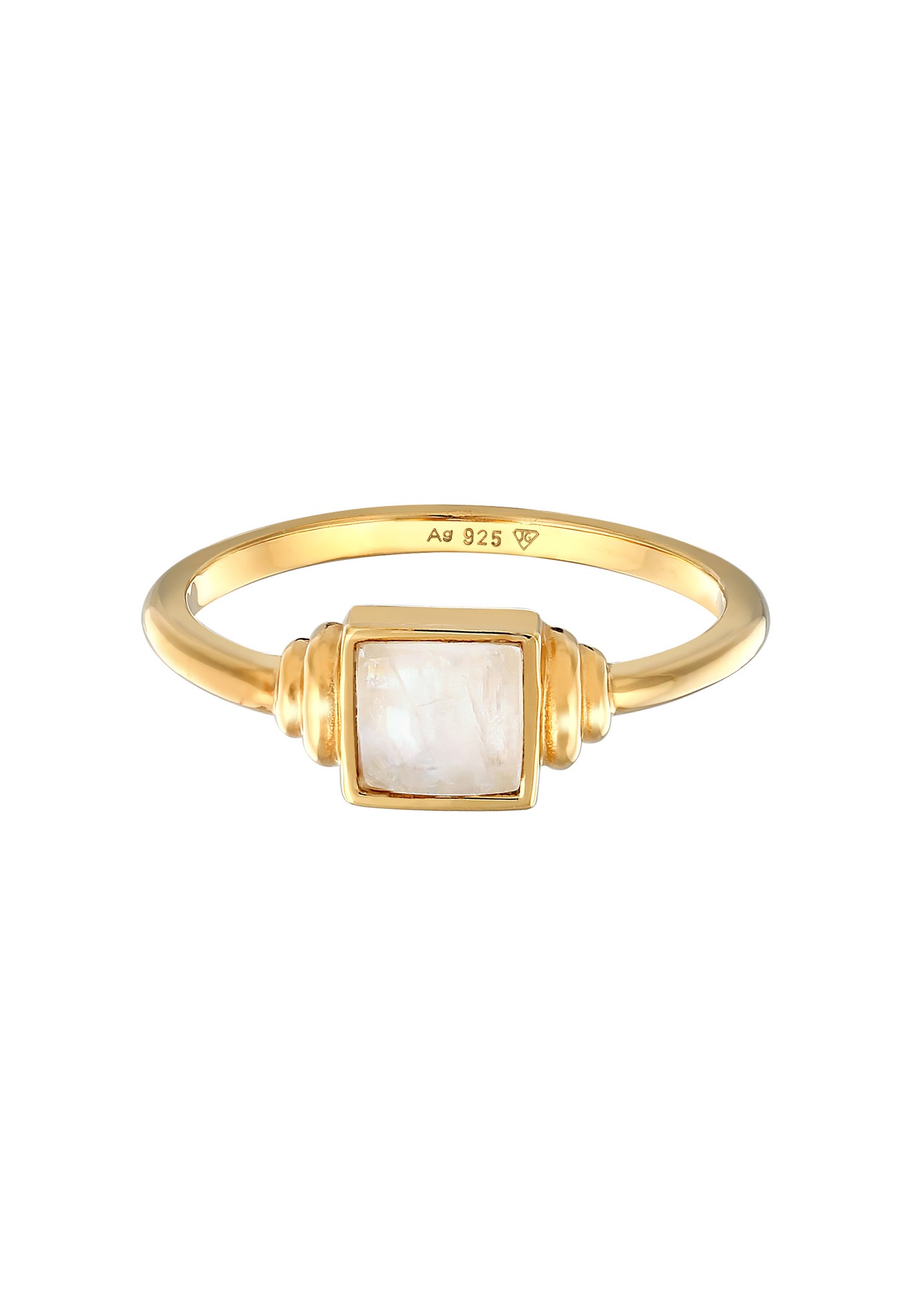 Elli PREMIUM Elli PREMIUM Bague Femmes Carré Vintage avec Pierre de lune en argent sterling 925 plaqué or