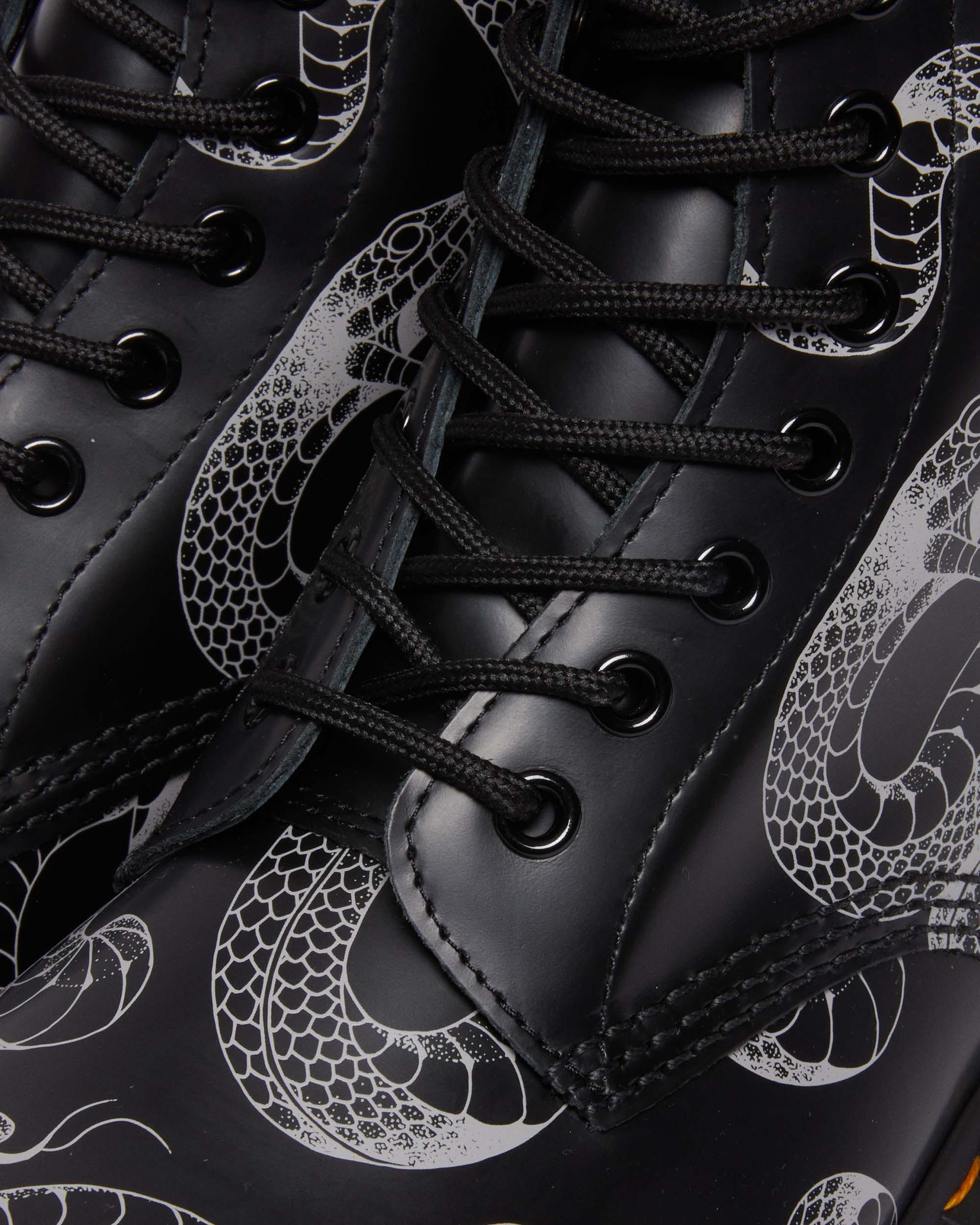 1460 Serpent Print Leather Lace Up Boots