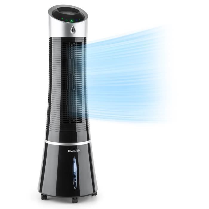 Klarstein Raffrescatore d'aria, ventilatore, umidificatore, purificatore, condizionatore portatile senza scarico, nero