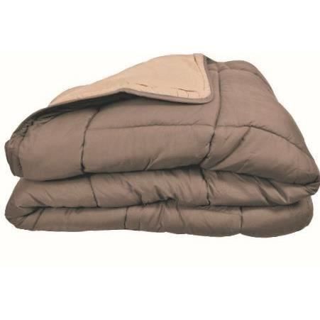 CALGARY – Warme Mikrofaser-Bettdecke 400 g/m² – Taupe & Leinen 240 x 260 cm
